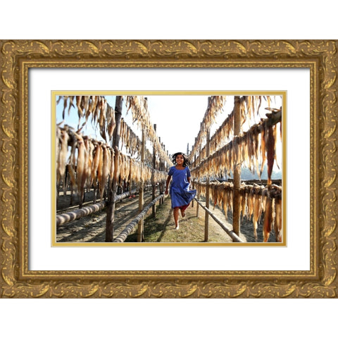 Childhood Gold Ornate Wood Framed Art Print with Double Matting by Garik