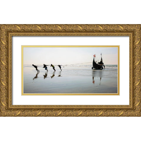 Fishermen - 9 Gold Ornate Wood Framed Art Print with Double Matting by Garik
