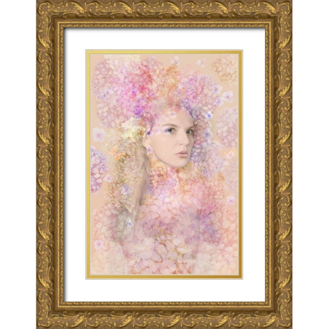 Hortensia Gold Ornate Wood Framed Art Print with Double Matting by Shumilova, Ludmila