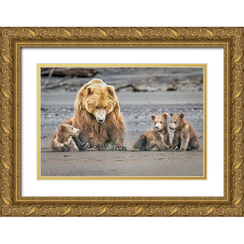The Triplets Gold Ornate Wood Framed Art Print with Double Matting by C. Sink, Jeffrey