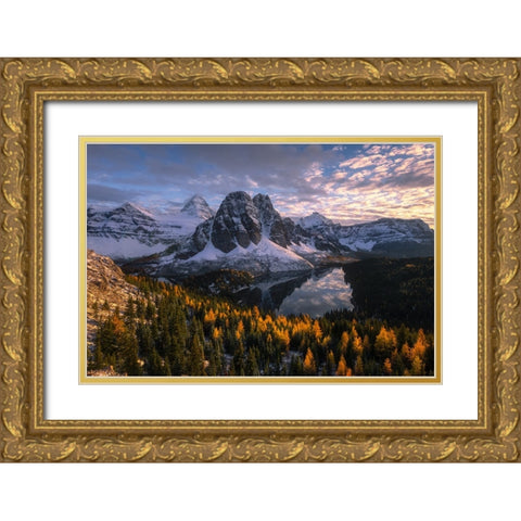 Mt. Assiniboine Gold Ornate Wood Framed Art Print with Double Matting by Wei, Willa