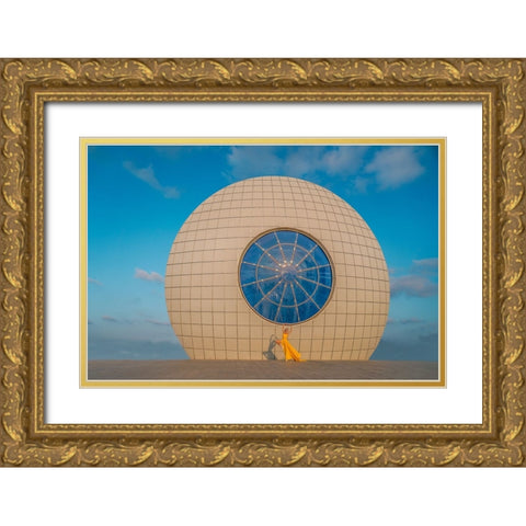 Yellow Gold Ornate Wood Framed Art Print with Double Matting by Nitzan, Oshrit