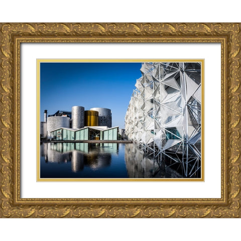 The Art Of Lines Gold Ornate Wood Framed Art Print with Double Matting by Jamal, Khalid