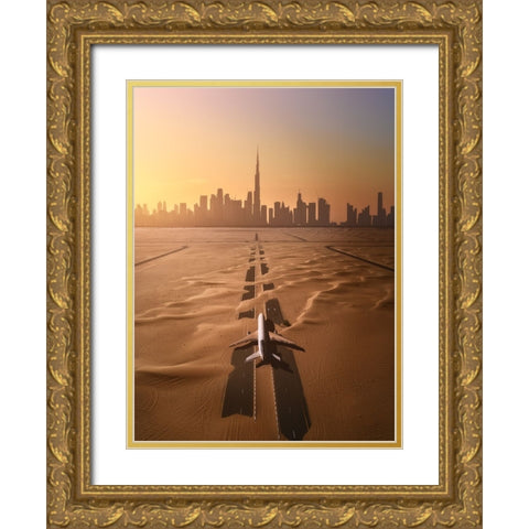 Taking Off From Nowhere Gold Ornate Wood Framed Art Print with Double Matting by De La, Javier
