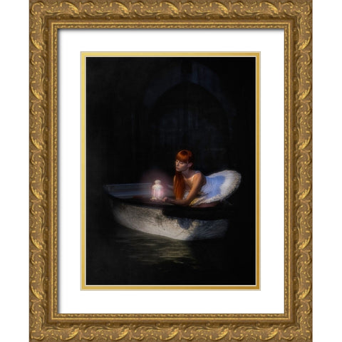 The Light From The Darkness Gold Ornate Wood Framed Art Print with Double Matting by Raskin, Moris