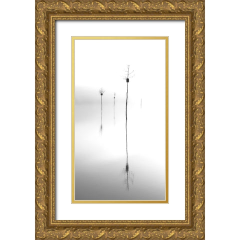 Trees Gold Ornate Wood Framed Art Print with Double Matting by Zhang, Mei