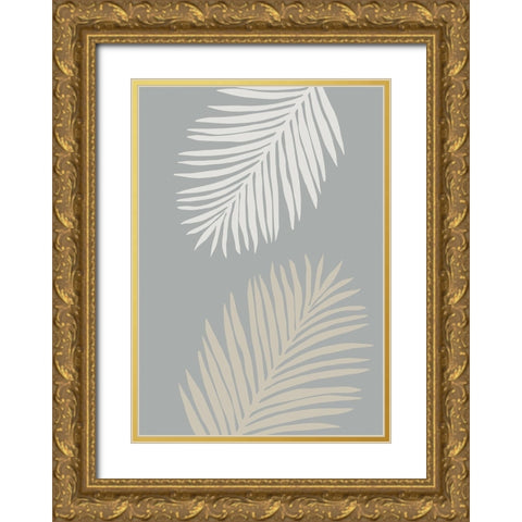 Leaves 002 Gold Ornate Wood Framed Art Print with Double Matting by Pictufy Studio