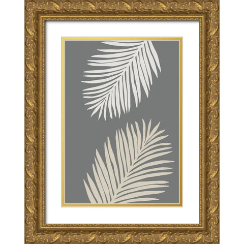 Leaves 001 Gold Ornate Wood Framed Art Print with Double Matting by Pictufy Studio
