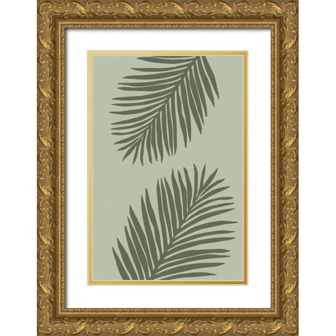 Leaves 003 Gold Ornate Wood Framed Art Print with Double Matting by Pictufy Studio