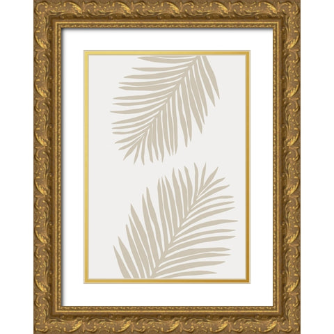 Leaves 009 Gold Ornate Wood Framed Art Print with Double Matting by Pictufy Studio