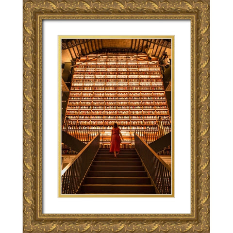 Stairway To Knowledge Gold Ornate Wood Framed Art Print with Double Matting by Yoshitaka, Oyama