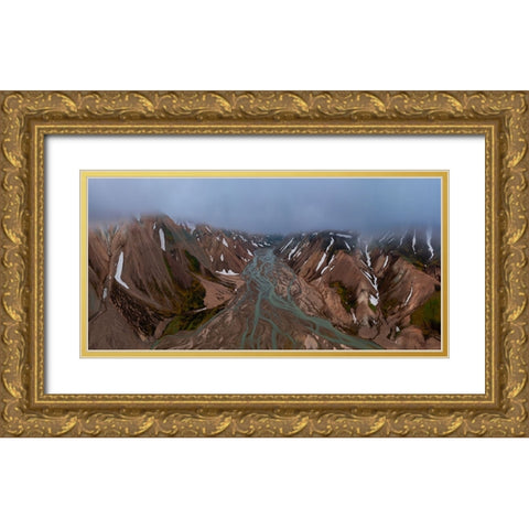 RIVer On Highland Gold Ornate Wood Framed Art Print with Double Matting by Bian, James