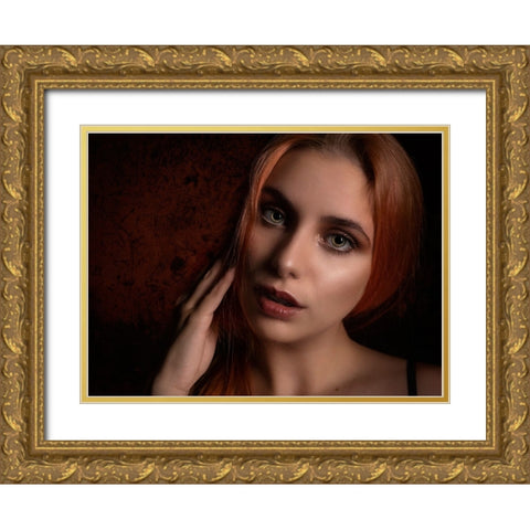 Darina Gold Ornate Wood Framed Art Print with Double Matting by D. Pop, Ovi