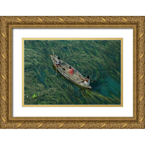 Crossing The Algae RIVer Gold Ornate Wood Framed Art Print with Double Matting by Amdad Hossain, Muhammad