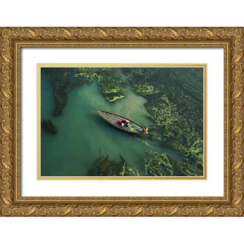 Crossing The Algae RIVer Gold Ornate Wood Framed Art Print with Double Matting by Amdad Hossain, Muhammad