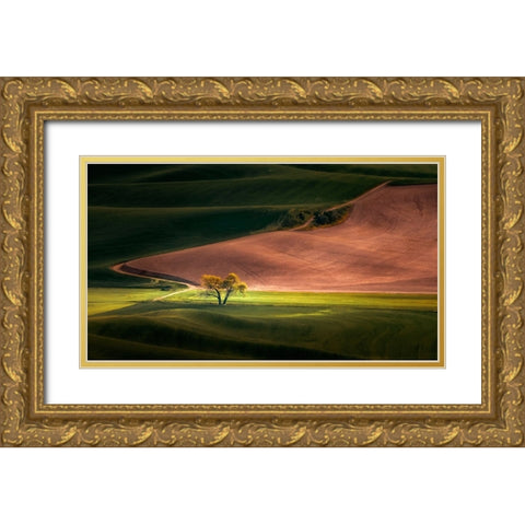 EobcÂ”D Gold Ornate Wood Framed Art Print with Double Matting by Fengying Long