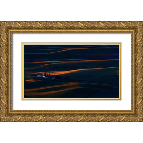 EobcÂ”D Gold Ornate Wood Framed Art Print with Double Matting by Fengying Long