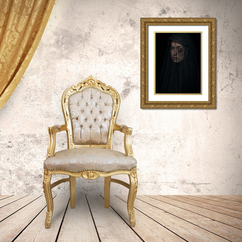 Pain Gold Ornate Wood Framed Art Print with Double Matting by Nour Mohahammadi, Roya
