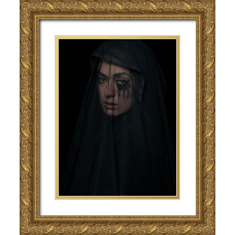 Pain Gold Ornate Wood Framed Art Print with Double Matting by Nour Mohahammadi, Roya
