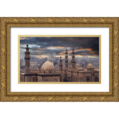 Between Past And The Present Gold Ornate Wood Framed Art Print with Double Matting by Olwy, Moutaz