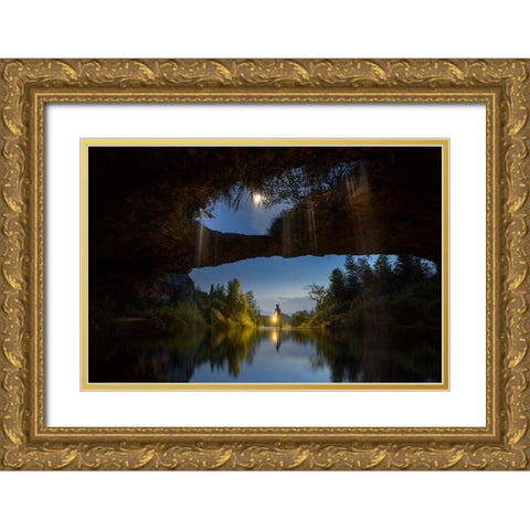 Water Moon Cave Gold Ornate Wood Framed Art Print with Double Matting by Simoon