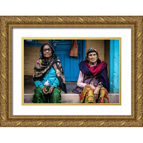 Sisters Gold Ornate Wood Framed Art Print with Double Matting by Adrian