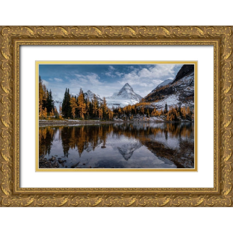 Sunburst Lake Gold Ornate Wood Framed Art Print with Double Matting by Wei, Willa