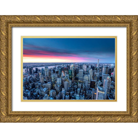 Nyc Skyline Gold Ornate Wood Framed Art Print with Double Matting by Sowter, Ashley