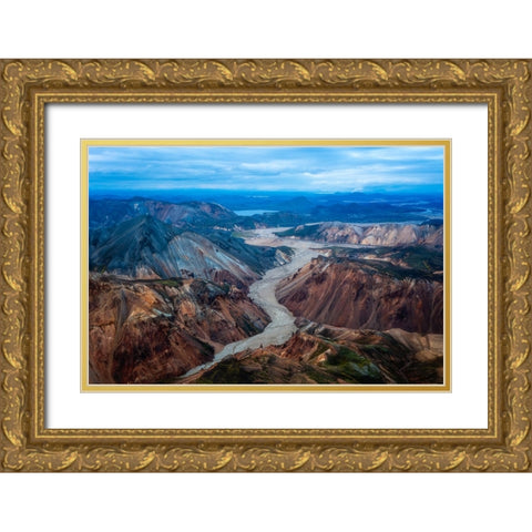 Landmannalaugar Gold Ornate Wood Framed Art Print with Double Matting by Bian, James