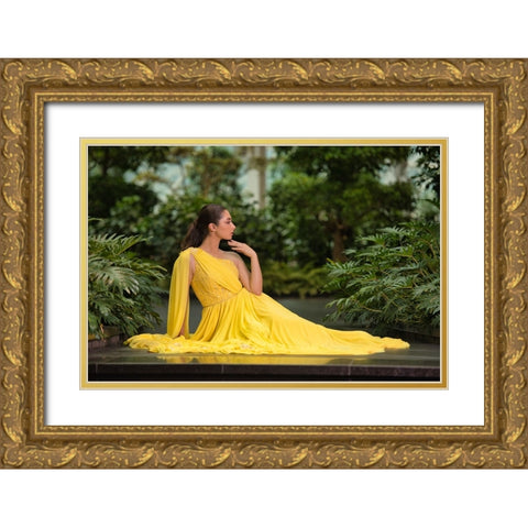 Greek Queen In Yellow Gold Ornate Wood Framed Art Print with Double Matting by Belal, Ahmad