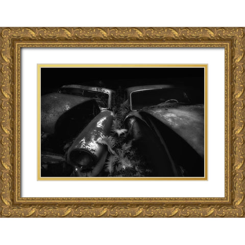 Two Volvos Gold Ornate Wood Framed Art Print with Double Matting by Pettersson, Benny