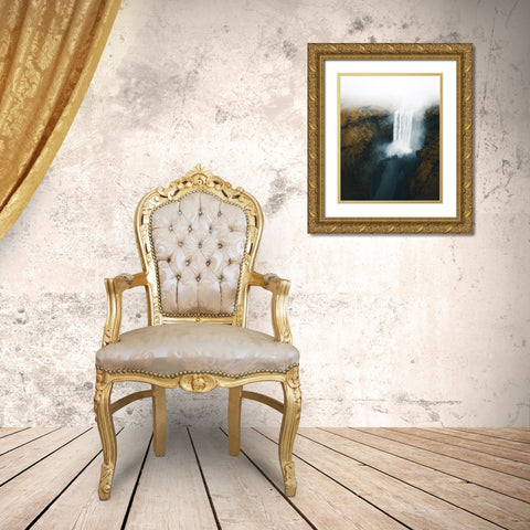 Skogafoss Gold Ornate Wood Framed Art Print with Double Matting by Ziomek, Witold