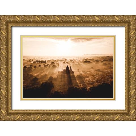 Bagan Gold Ornate Wood Framed Art Print with Double Matting by Ziomek, Witold