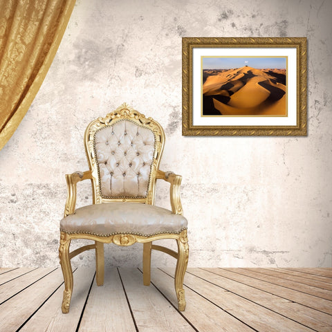 A Sand Volcano Gold Ornate Wood Framed Art Print with Double Matting by Liao, Yuhan