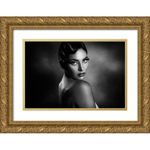 Rossella 3 Gold Ornate Wood Framed Art Print with Double Matting by Tambe, Peppe