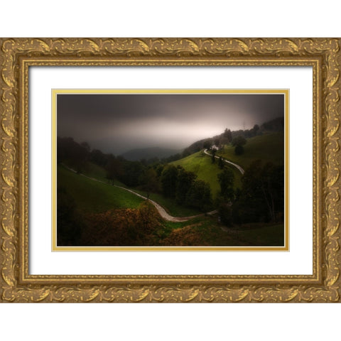 A Bright Place For Mind Gold Ornate Wood Framed Art Print with Double Matting by Manini, Filippo