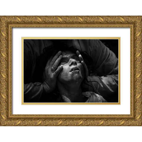 Face Of Devotees Gold Ornate Wood Framed Art Print with Double Matting by Biswas, Kuntal