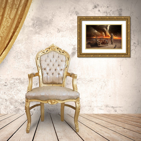 Firestorm Gold Ornate Wood Framed Art Print with Double Matting by Egger, Marcel