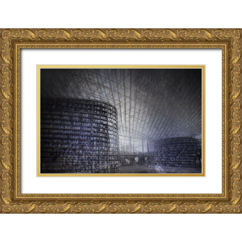 Chaos At Library Gold Ornate Wood Framed Art Print with Double Matting by Kim, Youngil