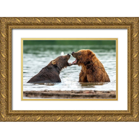 Mouth To Mouth Gold Ornate Wood Framed Art Print with Double Matting by Damico, Giuseppe
