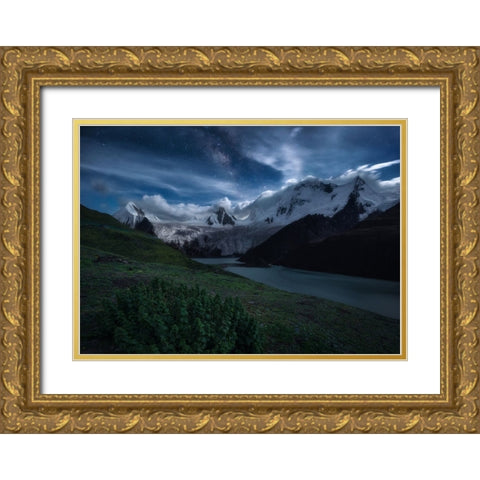 Tibet. Gold Ornate Wood Framed Art Print with Double Matting by Jin, Bihuan