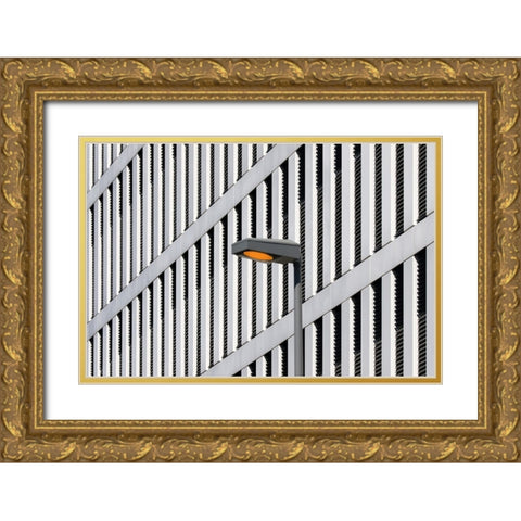 Wall Patterns And Lamp Gold Ornate Wood Framed Art Print with Double Matting by Hawerkamp, Hans-Wolfgang