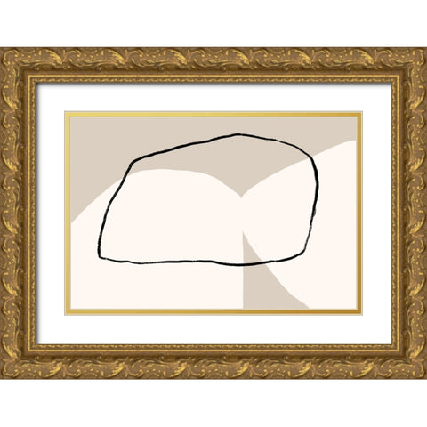 Abstractions No 1 Gold Ornate Wood Framed Art Print with Double Matting by uplusmestudio