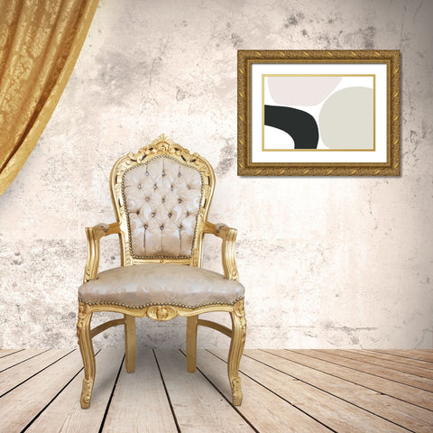 Oneness Abstract No 1 Gold Ornate Wood Framed Art Print with Double Matting by uplusmestudio