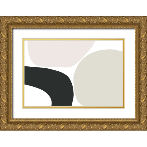 Oneness Abstract No 1 Gold Ornate Wood Framed Art Print with Double Matting by uplusmestudio