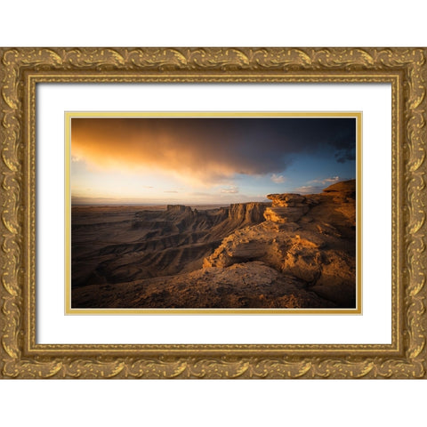 The First Light Gold Ornate Wood Framed Art Print with Double Matting by Wei, Willa