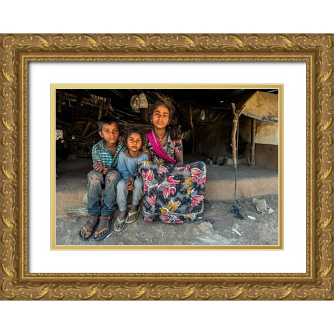 Nomadic Brothers And Sisters Gold Ornate Wood Framed Art Print with Double Matting by Damico, Giuseppe