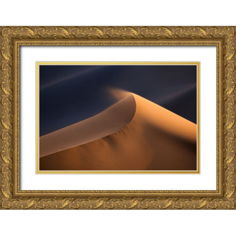 Sand Wave Gold Ornate Wood Framed Art Print with Double Matting by Liao, Yuhan