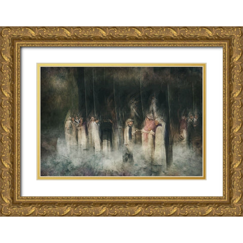 The Public Gold Ornate Wood Framed Art Print with Double Matting by Van Der, Jan