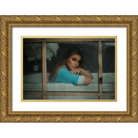 Bunga Gold Ornate Wood Framed Art Print with Double Matting by Abdillah, Djayent